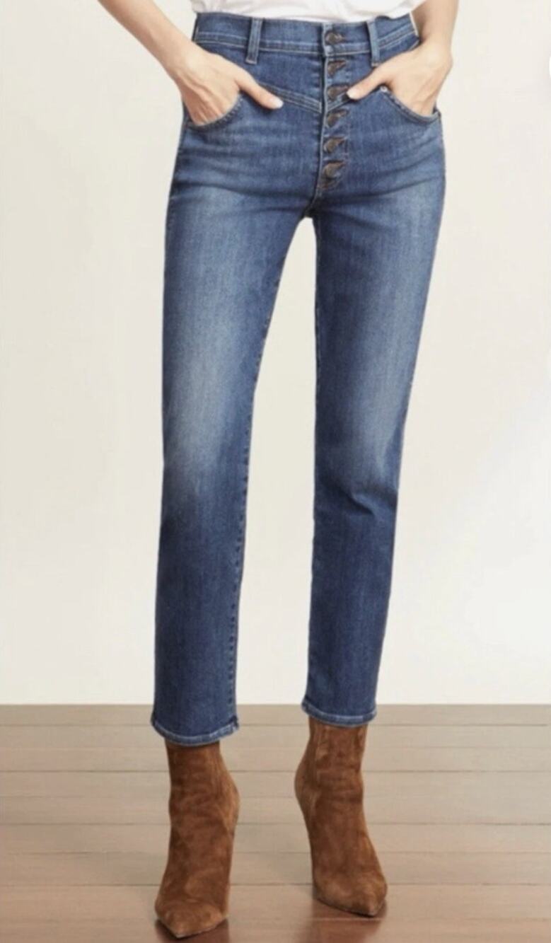 Veronica Beard Ryleigh High Rise Button Fly Ankle Jeans Size 29 Denim Luxury